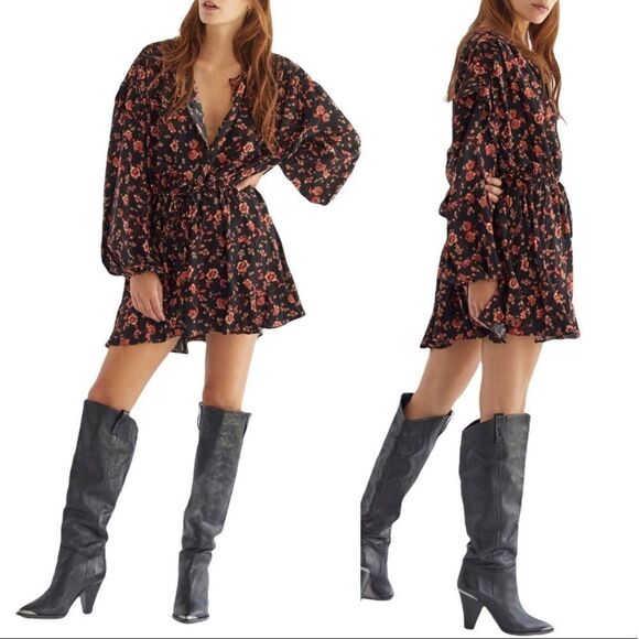 Free People Flower Field Mini Tunic Dress in the Size XS in Dark Combo - Picture 1 of 10